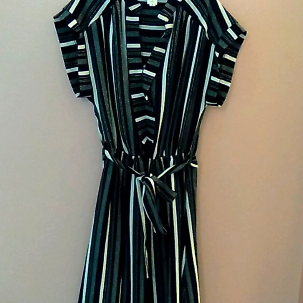 Navy Blue and White Stripped Dress